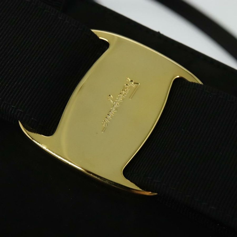 【日本直送】Salvatore Ferragamo 手提包 麂皮 2way 黑色 銀色 Auth 129645-18