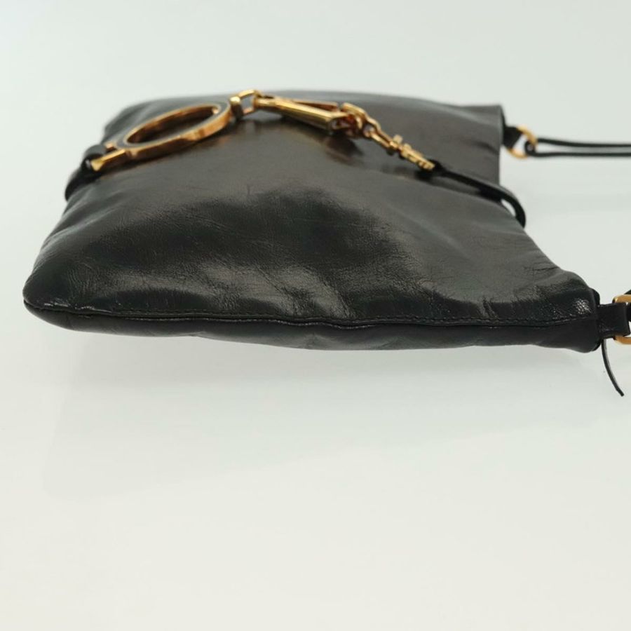 【日本直送】PRADA 鏈條單肩包 皮革 黑色 金色 正品 129605-2