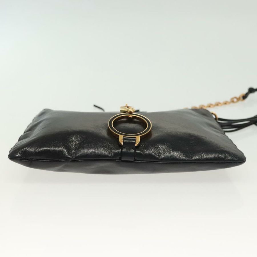 【日本直送】PRADA 鏈條單肩包 皮革 黑色 金色 正品 129605-4