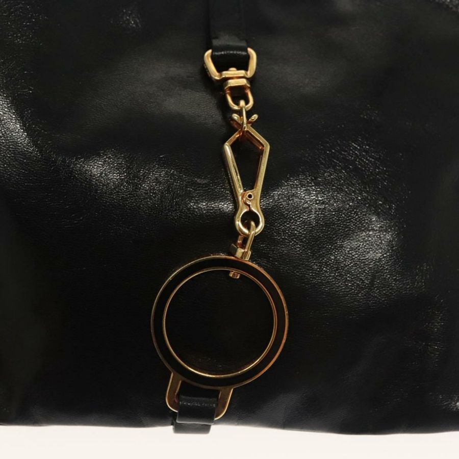 【日本直送】PRADA 鏈條單肩包 皮革 黑色 金色 正品 129605-16
