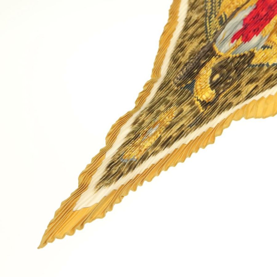 【日本直送】愛馬仕褶皺絲巾「CASQUES PLUMETS」真絲黃色正品 135394-8