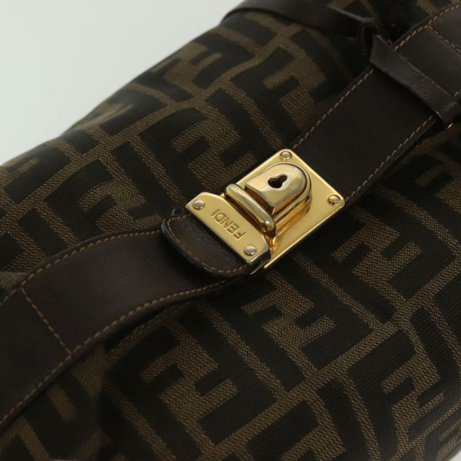 【日本直送】FENDI Zucca帆布化妝包,黑色、棕色、金色,正品編號136534-6