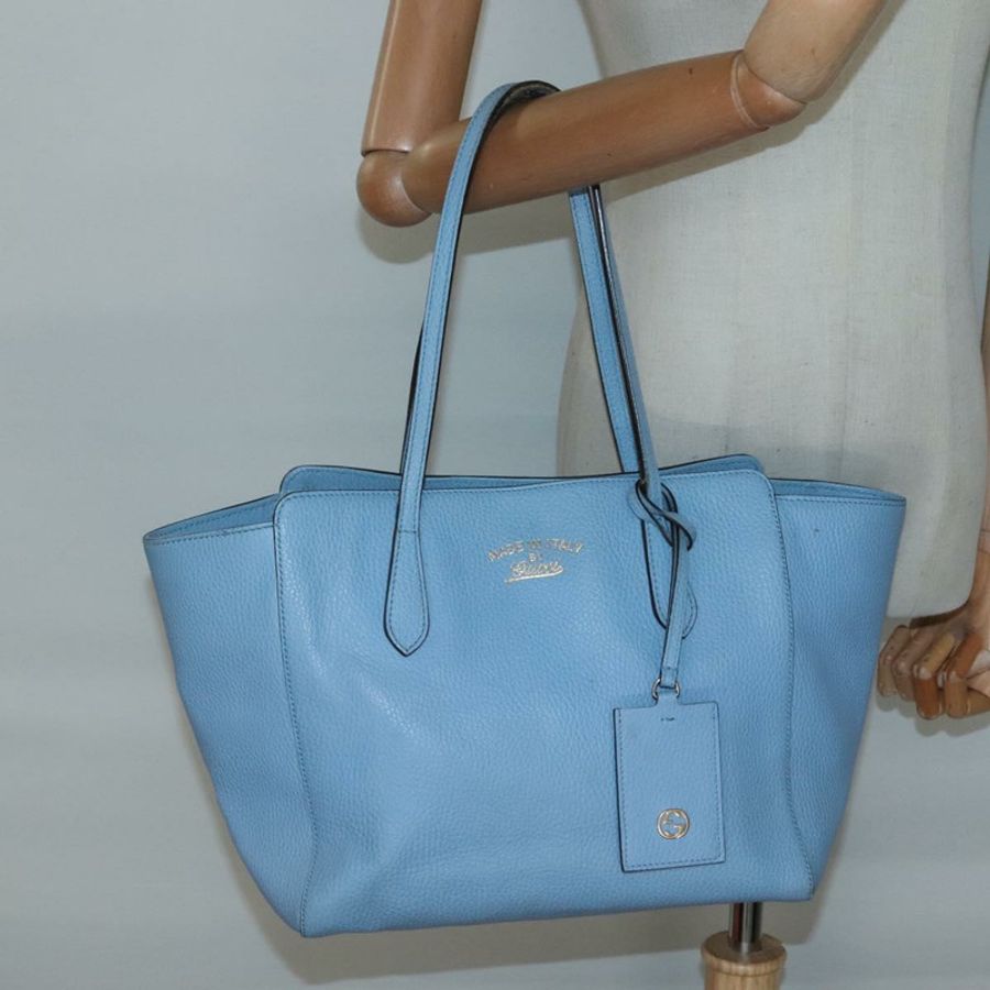 【日本直送】GUCCI 淺藍色皮革手提包 354408 正品 136670-19