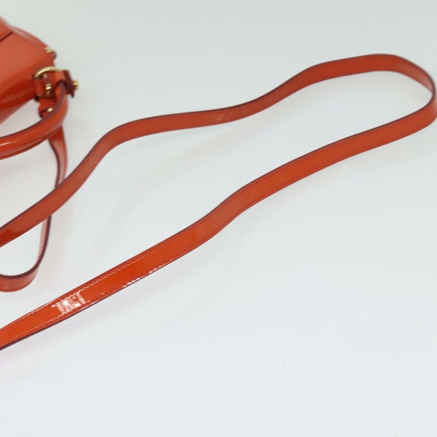 【日本直送】Salvatore Ferragamo Gancini 手提包 漆皮 兩用 橘色 金色 正品 137418-7