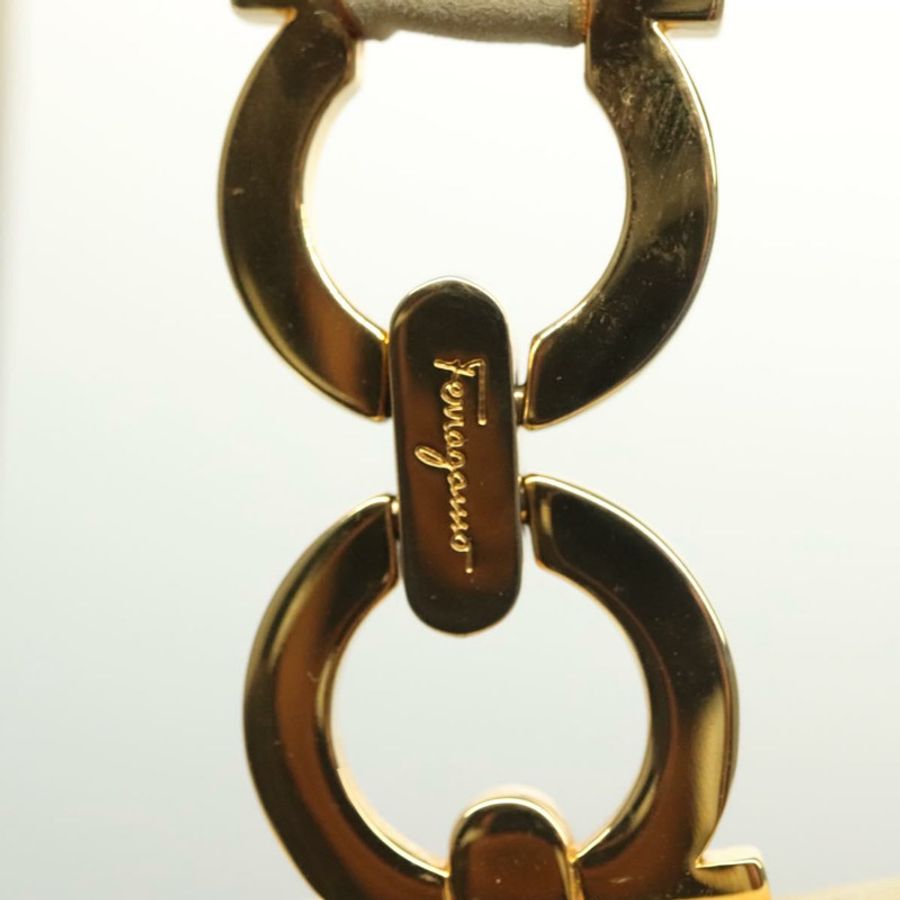 【日本直送】Salvatore Ferragamo Gancini 單肩包 麂皮 米色 金色 正品 137419-8