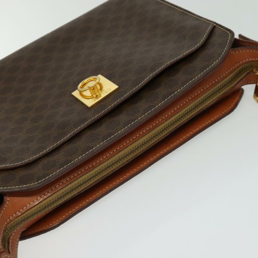 【日本直送】CELINE Macadam帆布肩背包 PVC皮革 棕色 金色 正品 136673-5