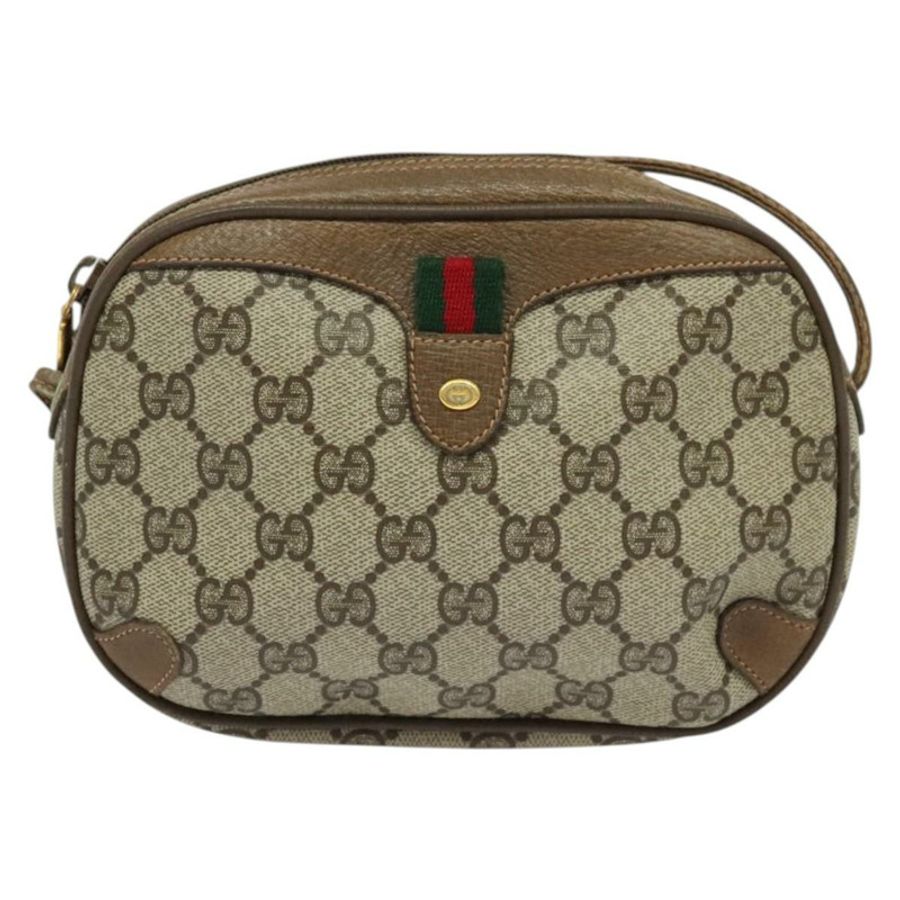【日本直送】GUCCI GG Supreme Web Sherry Line 手提包 PVC 米色 金色 89 02 066 正品 136671-12