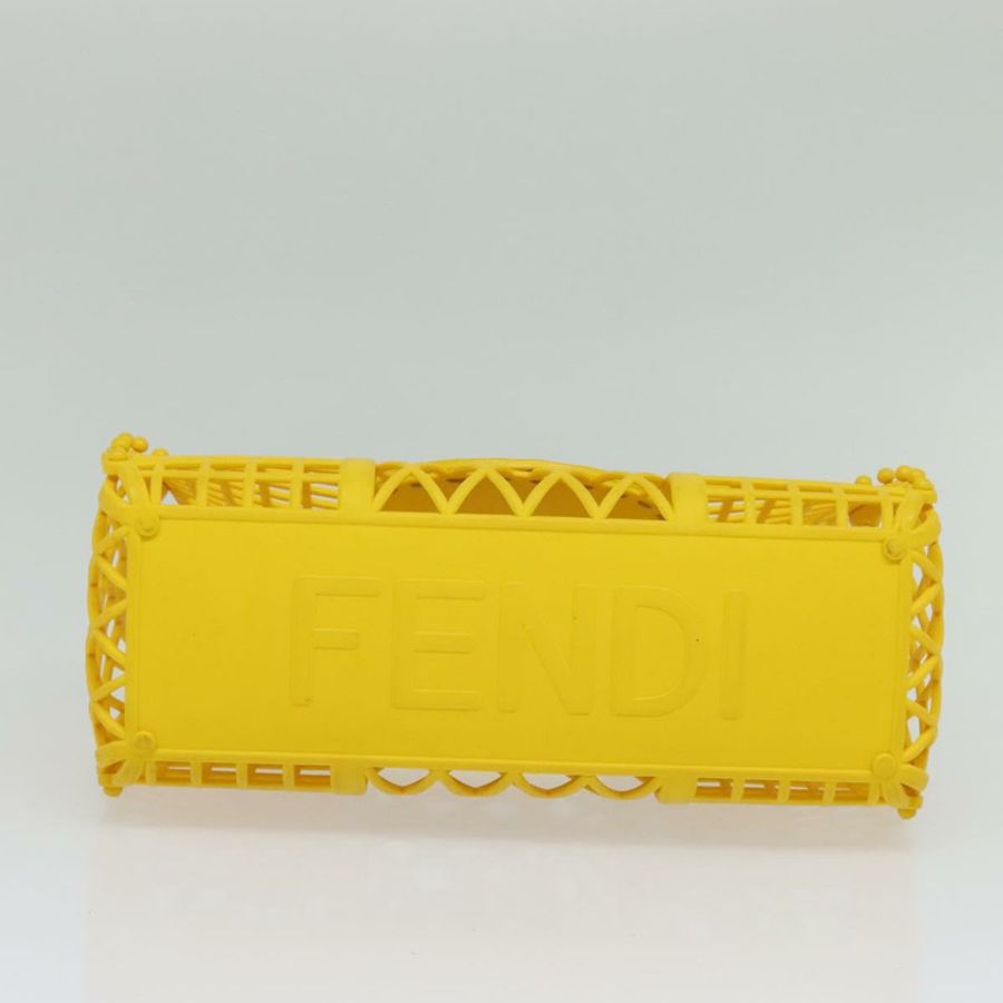 【日本直送】FENDI 籃子手提包 塑膠 黃色 金色 正品 137182-4