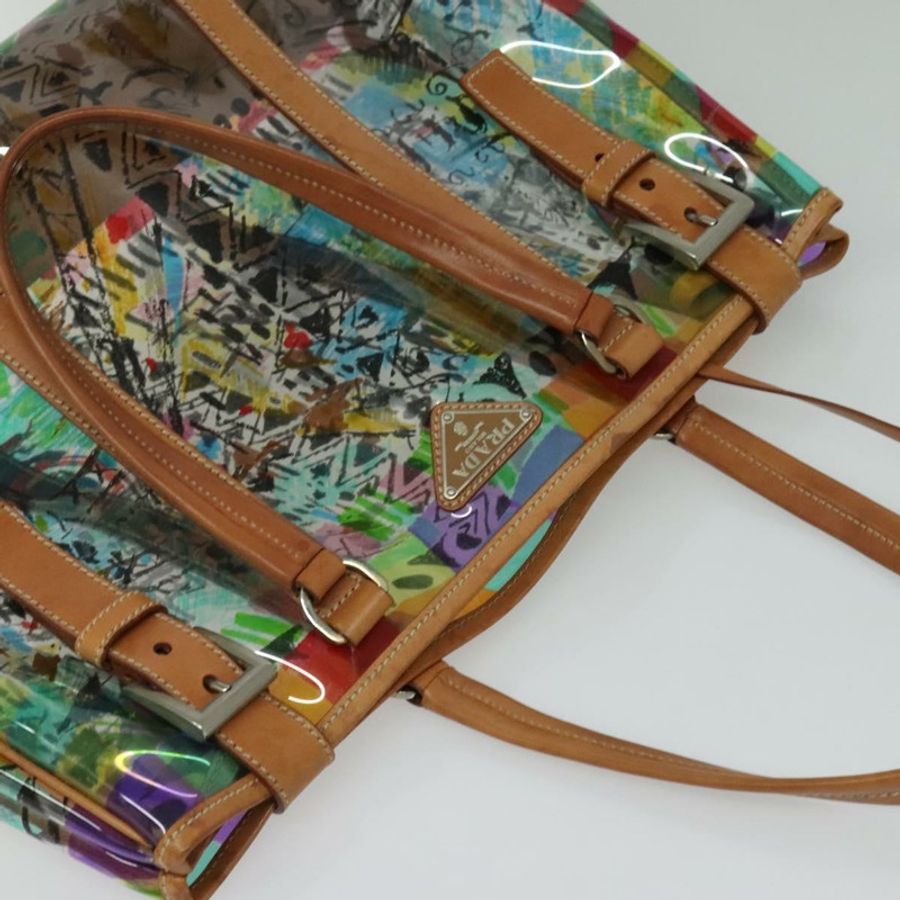 【日本直送】PRADA 托特包 乙烯基皮革 透明 多色 銀色 BR2515 正品 137653-5