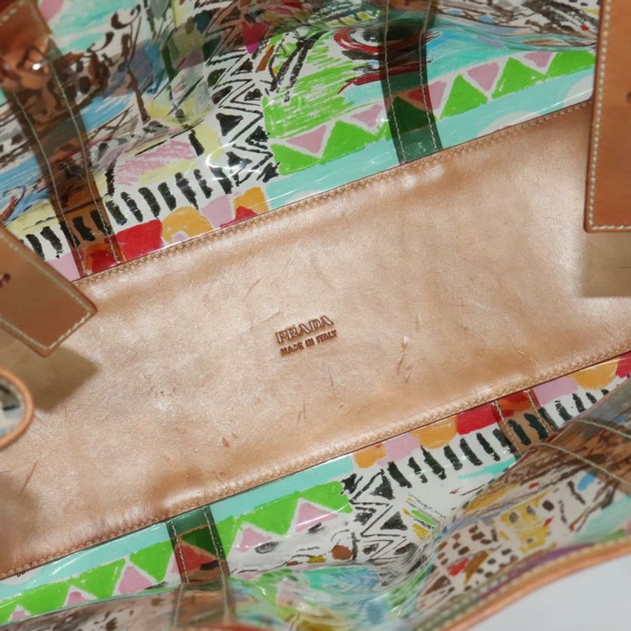 【日本直送】PRADA 托特包 乙烯基皮革 透明 多色 銀色 BR2515 正品 137653-9