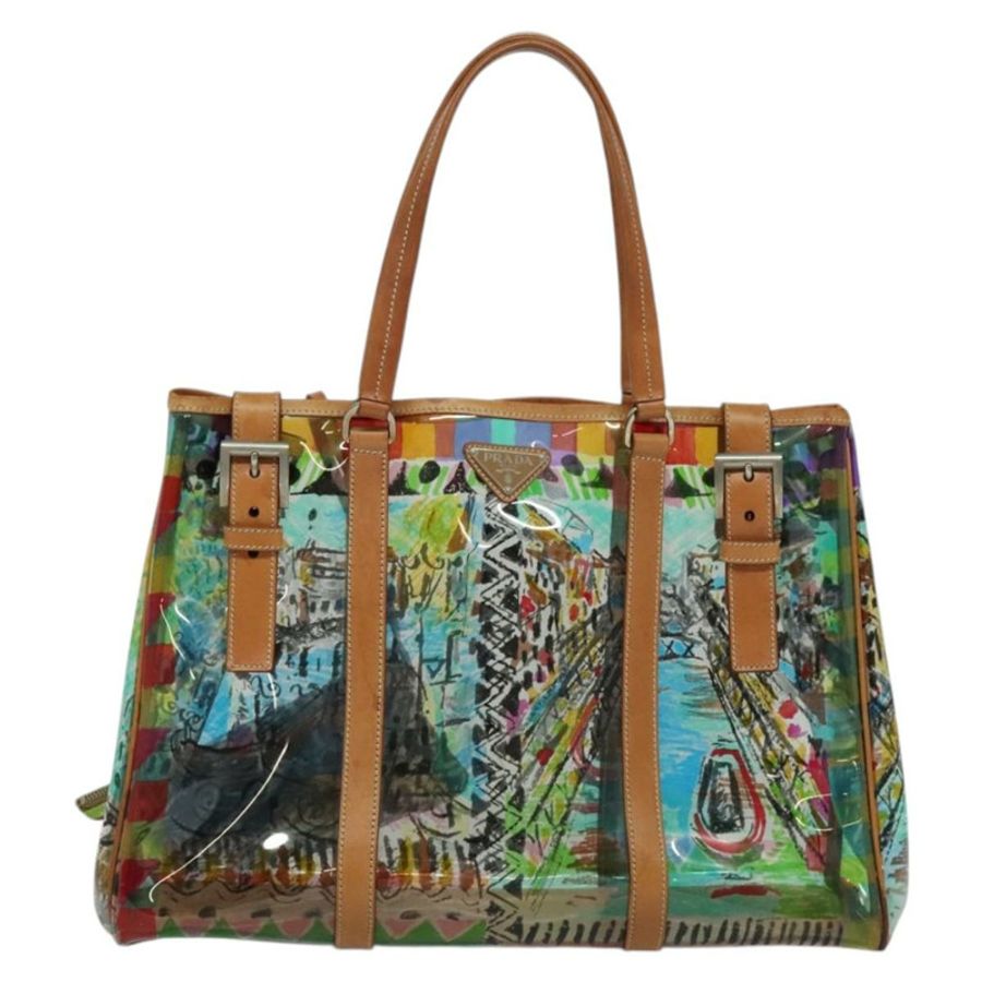 【日本直送】PRADA 托特包 乙烯基皮革 透明 多色 銀色 BR2515 正品 137653-12
