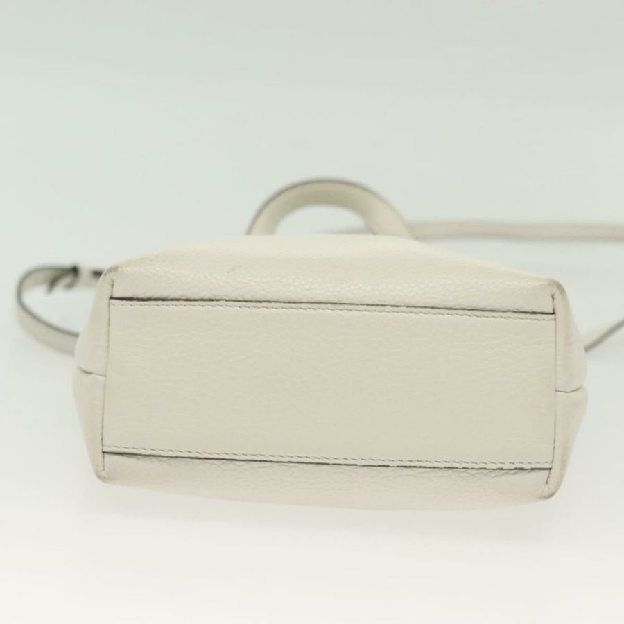 【日本直送】Salvatore Ferragamo Gancini 手提包 皮革 2way 白金 Auth 134826-4