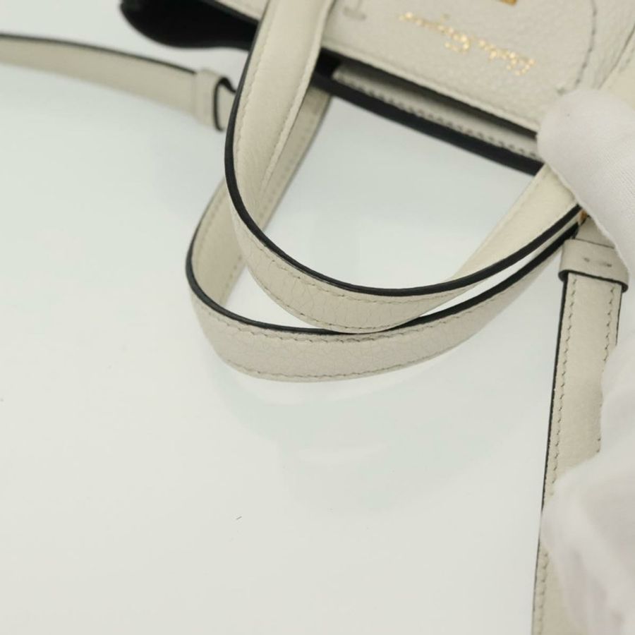 【日本直送】Salvatore Ferragamo Gancini 手提包 皮革 2way 白金 Auth 134826-6