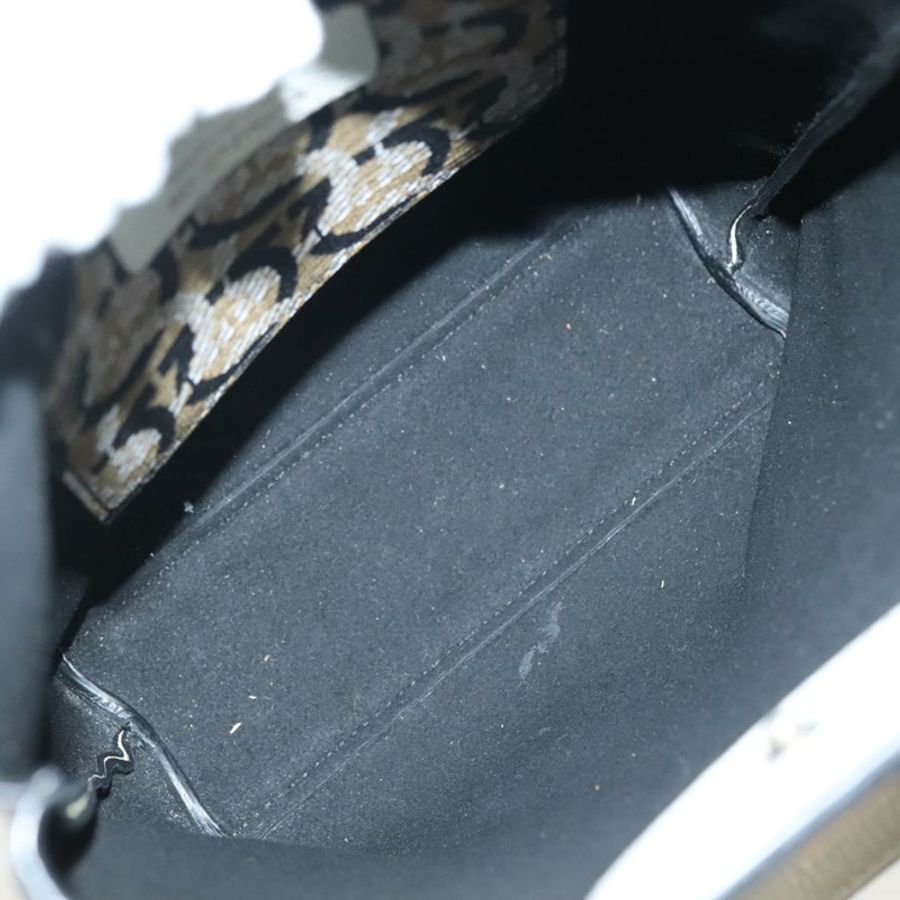 【日本直送】Salvatore Ferragamo Gancini 手提包 皮革 2way 白金 Auth 134826-10
