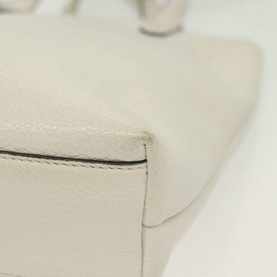 【日本直送】Salvatore Ferragamo Gancini 手提包 皮革 2way 白金 Auth 134826-16