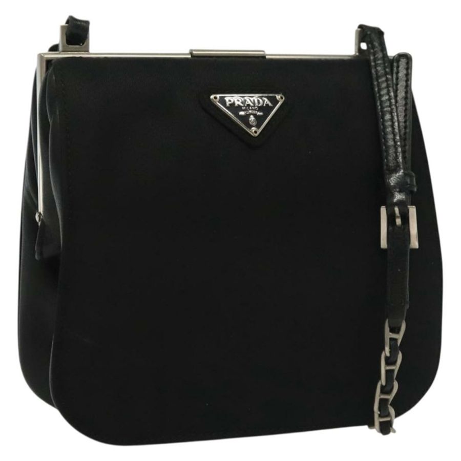 【日本直送】PRADA 單肩包 尼龍皮革 黑色 銀色 正品 137290-0