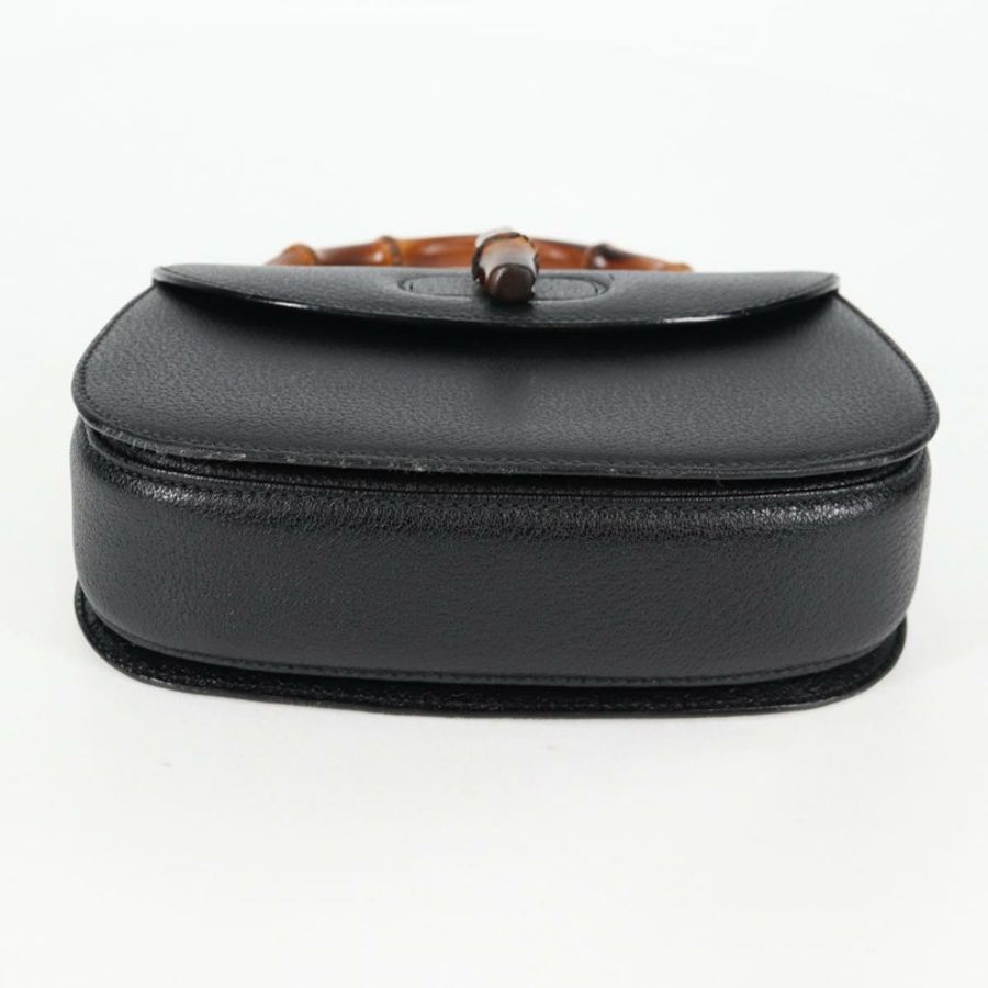 【日本直送】GUCCI 竹節手提包 皮革 黑色 金色 001 1781 1577 0 Auth 137706A-4