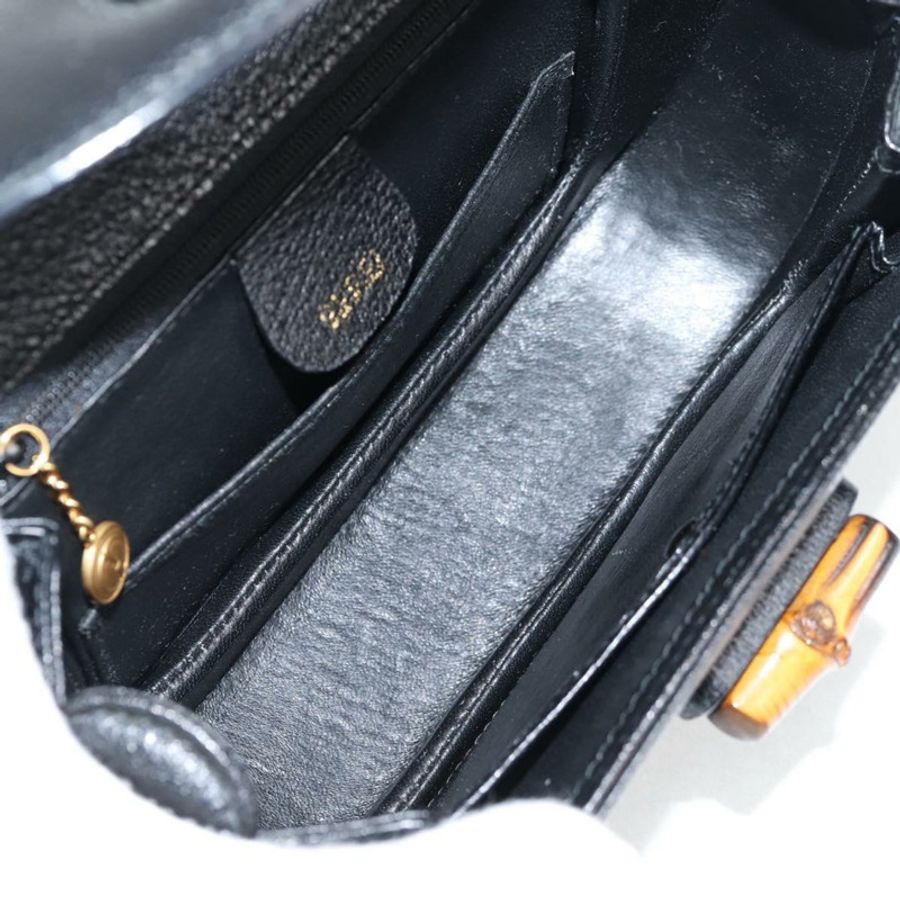 【日本直送】GUCCI 竹節手提包 皮革 黑色 金色 001 1781 1577 0 Auth 137706A-10