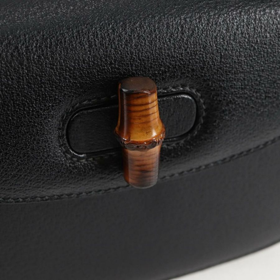 【日本直送】GUCCI 竹節手提包 皮革 黑色 金色 001 1781 1577 0 Auth 137706A-16