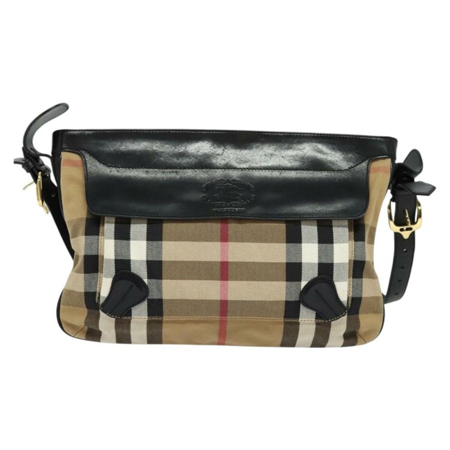 【日本直送】BURBERRY Nova 格紋帆布單肩包 米色 金色 正品 136809-12