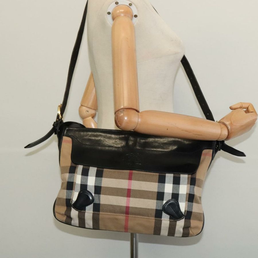 【日本直送】BURBERRY Nova 格紋帆布單肩包 米色 金色 正品 136809-21