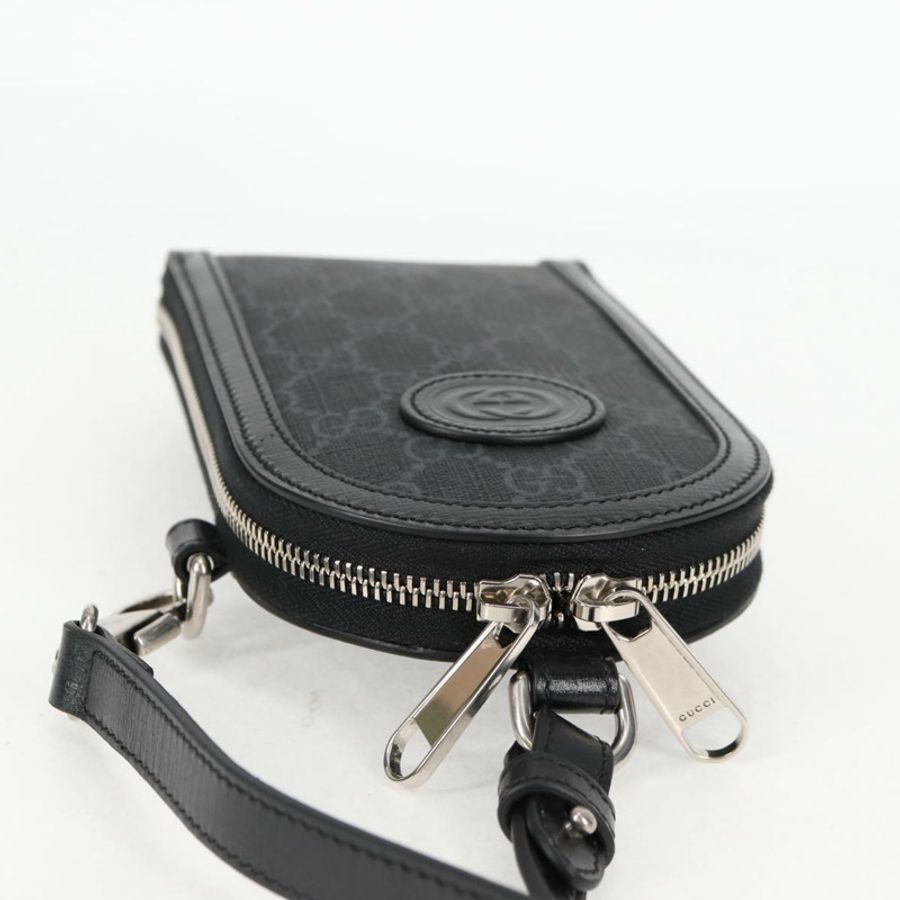 【日本直送】GUCCI GG Supreme 單肩包 PVC 黑色銀色 724357 正品 138571M-5