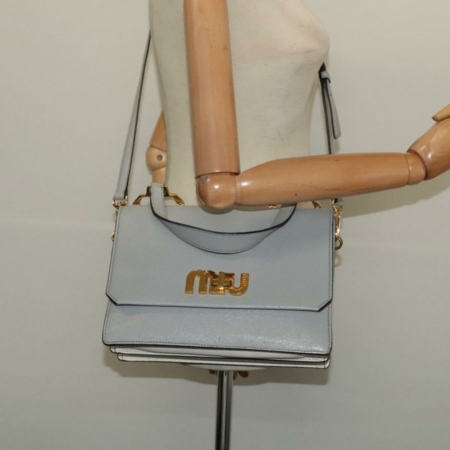 【日本直送】Miu Miu 手提包 皮革 兩用 灰色 金色 正品 yk19199V-30