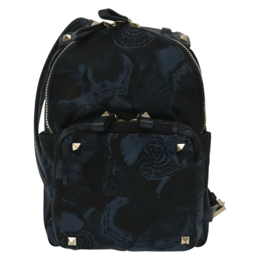 【日本直送】VALENTINO 雙肩包 尼龍皮革 海軍藍 銀色 正品 bs28757-12