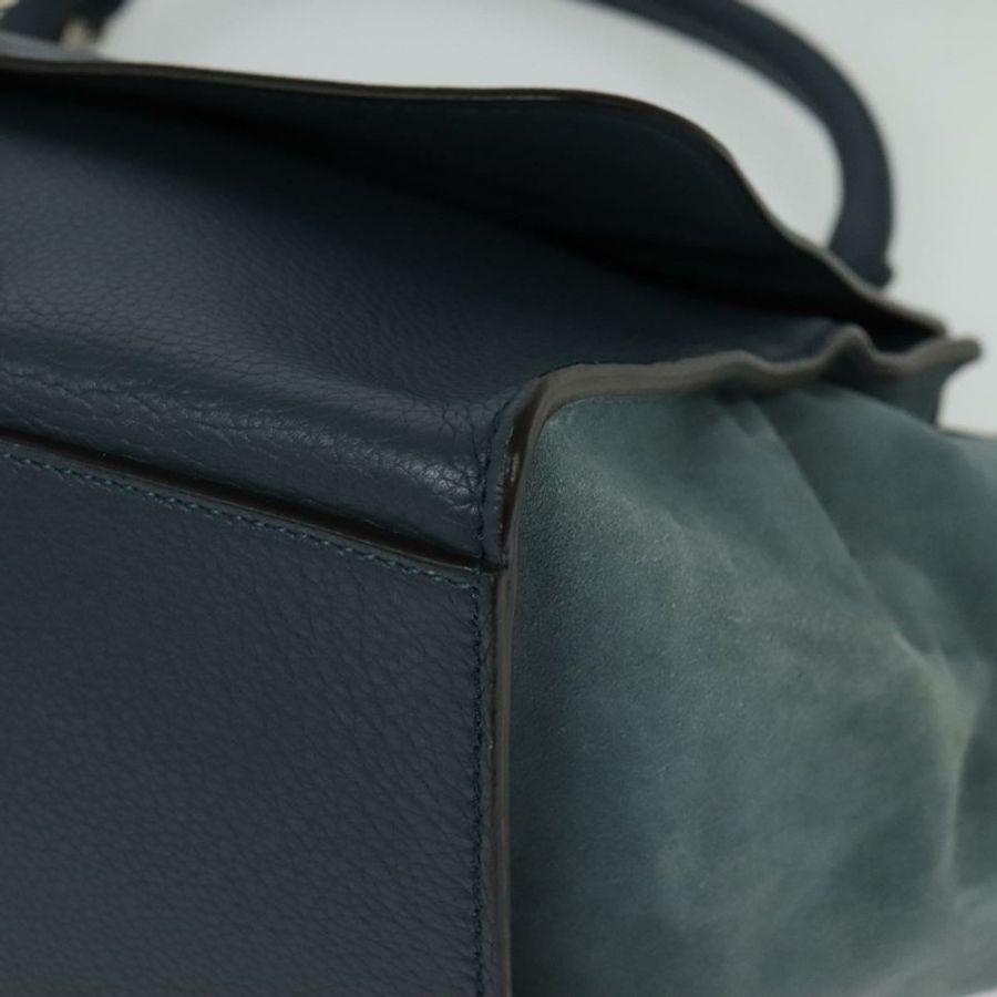 【日本直送】CELINE Trapeze 手提包 皮革絨面革 2way 藍色銀色 Auth BA5022-15