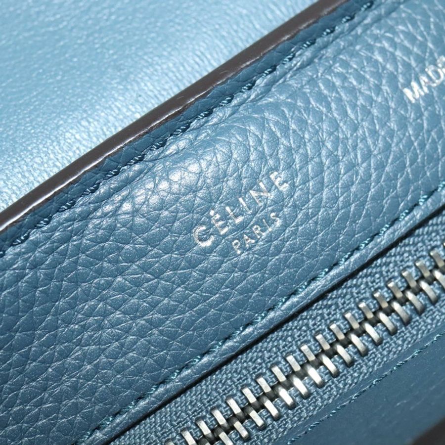 【日本直送】CELINE Trapeze 手提包 皮革絨面革 2way 藍色銀色 Auth BA5022-19