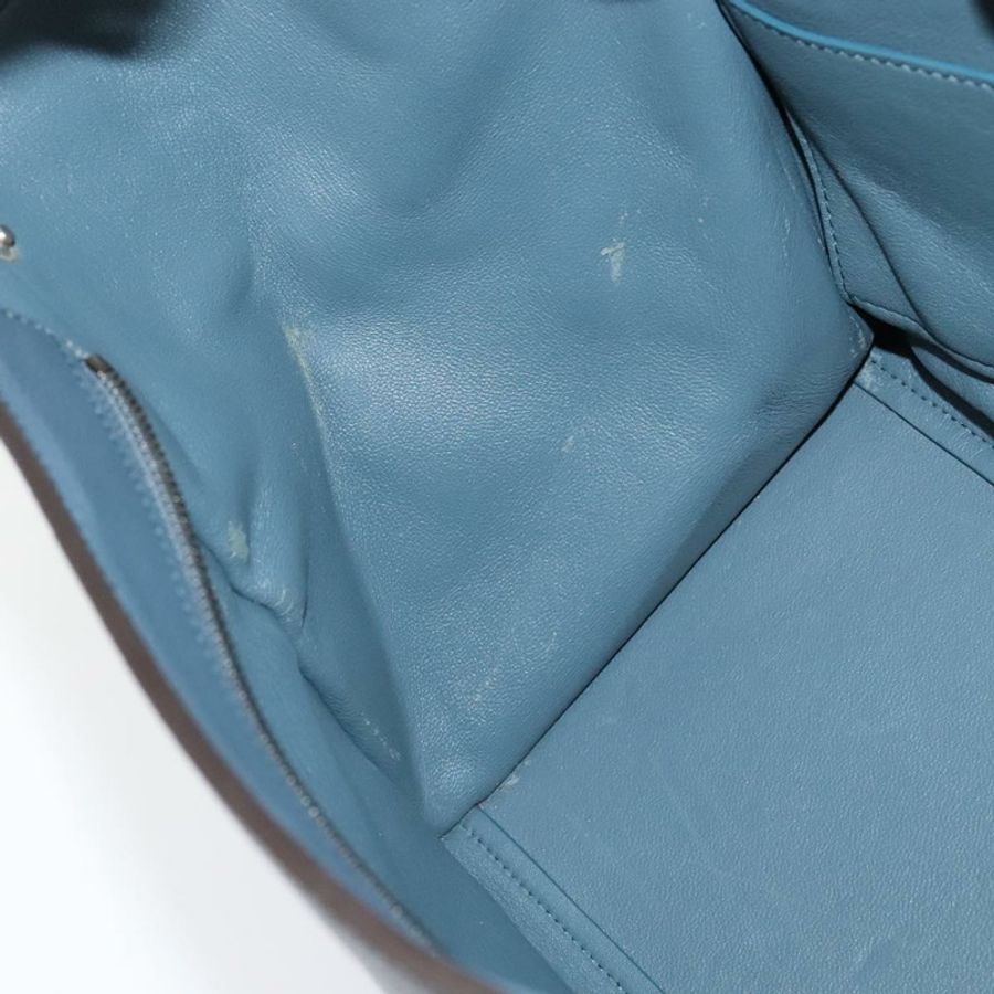 【日本直送】CELINE Trapeze 手提包 皮革絨面革 2way 藍色銀色 Auth BA5022-22