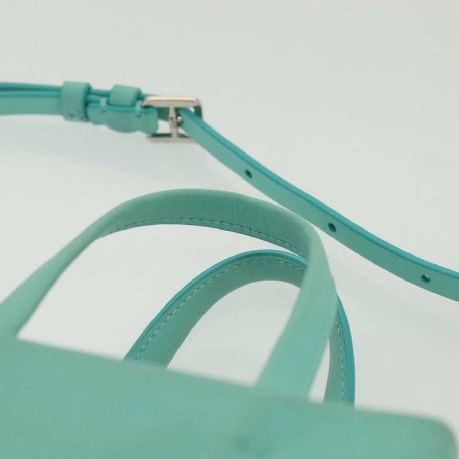 【日本直送】蒂芬妮 (TIFFANY&Co.) 迷你手提包,皮革材質,兩用,藍綠色,銀色,正品編號 139063-13
