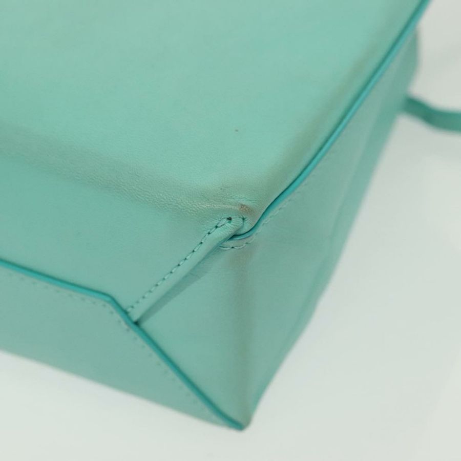 【日本直送】蒂芬妮 (TIFFANY&Co.) 迷你手提包,皮革材質,兩用,藍綠色,銀色,正品編號 139063-17