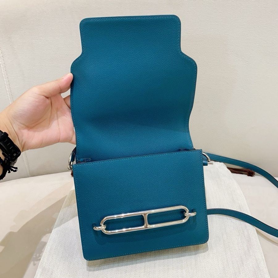 🌈Hermes💙Mini Roulis 19💙松石藍銀扣🌟98.5新🌈Evercolor皮🌟已Hold🌟-1