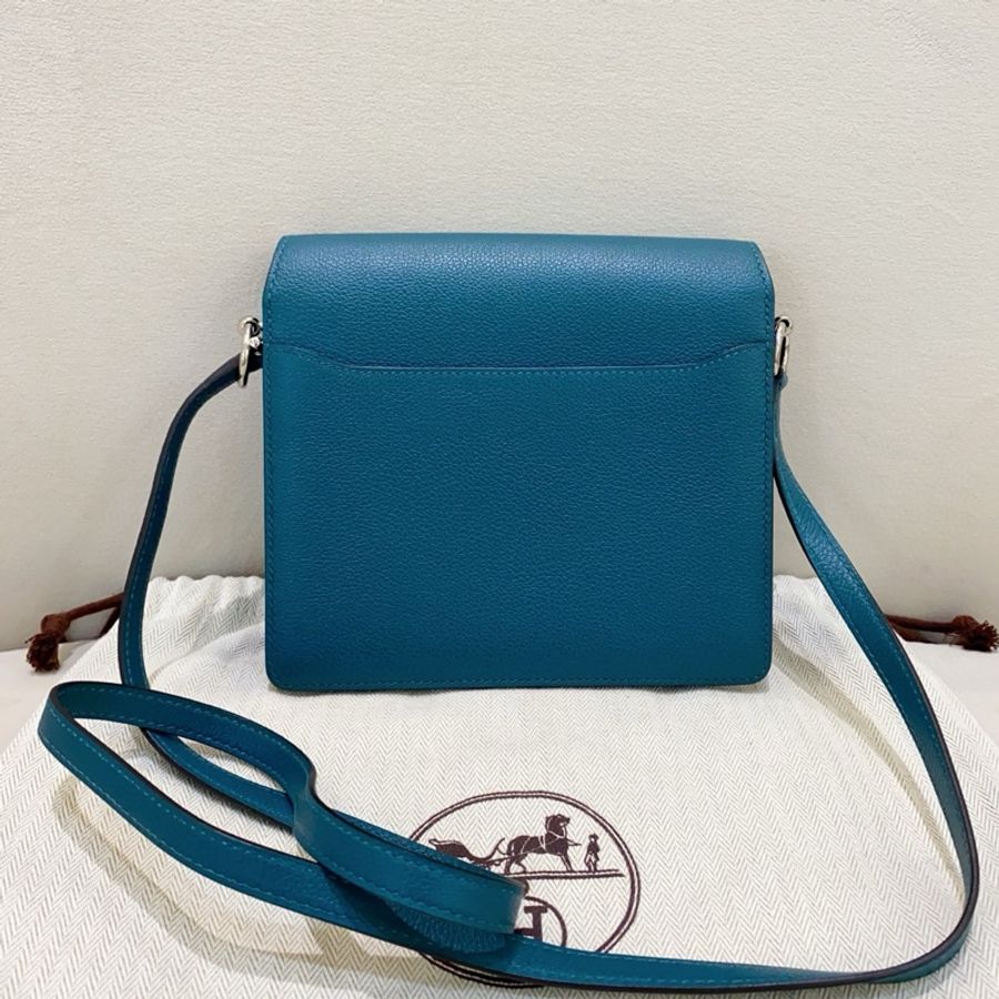 🌈Hermes💙Mini Roulis 19💙松石藍銀扣🌟98.5新🌈Evercolor皮🌟已Hold🌟-6