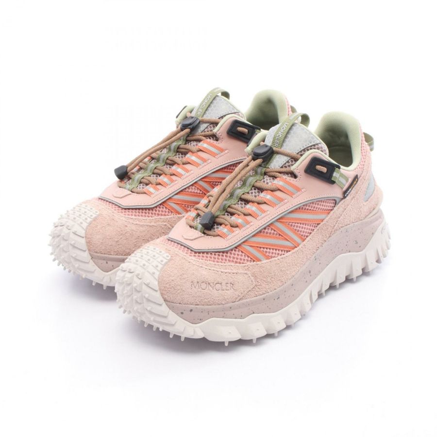 MONCLER TRAILGRIP 運動鞋,皮革/絨面革拼接,粉紅色多色,#40,全新女款-0