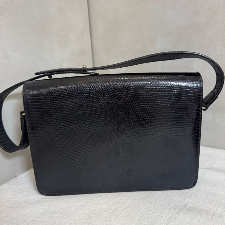 【赫蒂國際精品】 Gucci 古馳 黑色蜥蜴皮單肩包 vintage-4