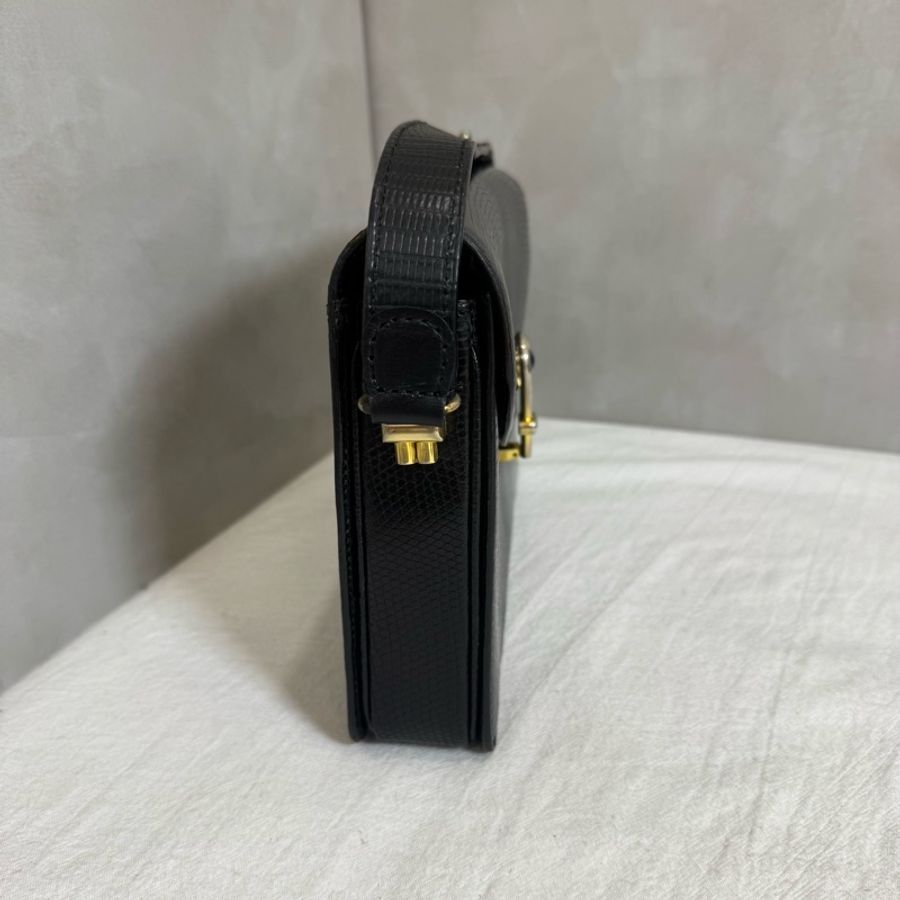 【赫蒂國際精品】 Gucci 古馳 黑色蜥蜴皮單肩包 vintage-6