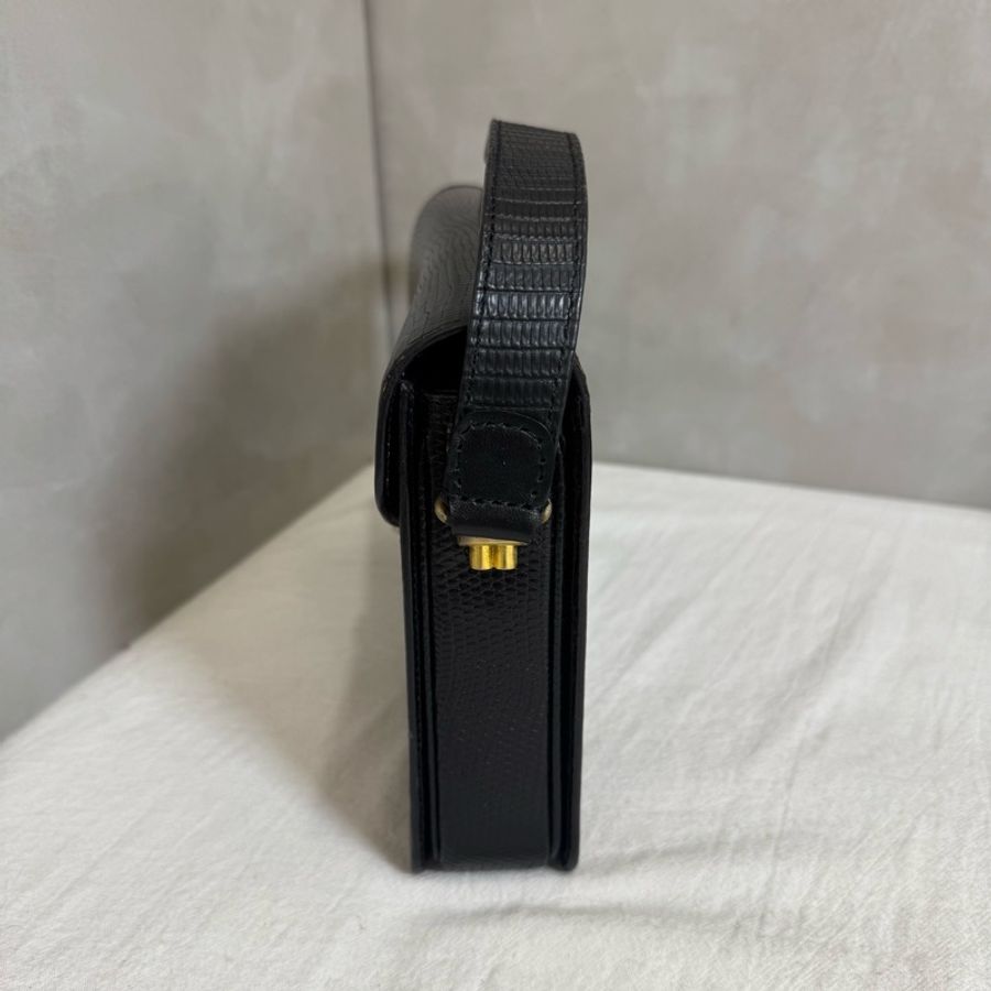 【赫蒂國際精品】 Gucci 古馳 黑色蜥蜴皮單肩包 vintage-7