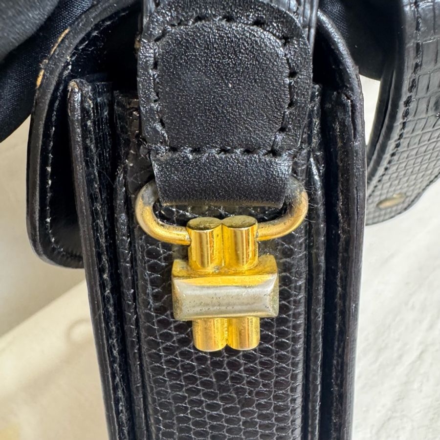 【赫蒂國際精品】 Gucci 古馳 黑色蜥蜴皮單肩包 vintage-23