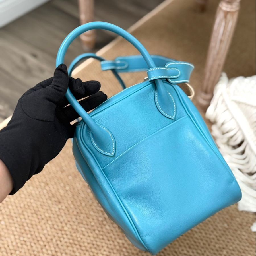 Hermes Lindy30 牛仔藍銀扣-4