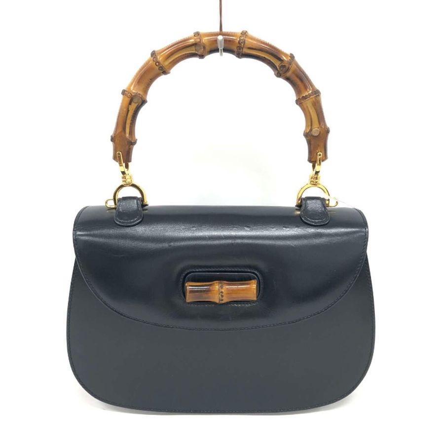 【二手精品】Gucci Bamboo 竹節包 手提包 黑色皮革 經典-3