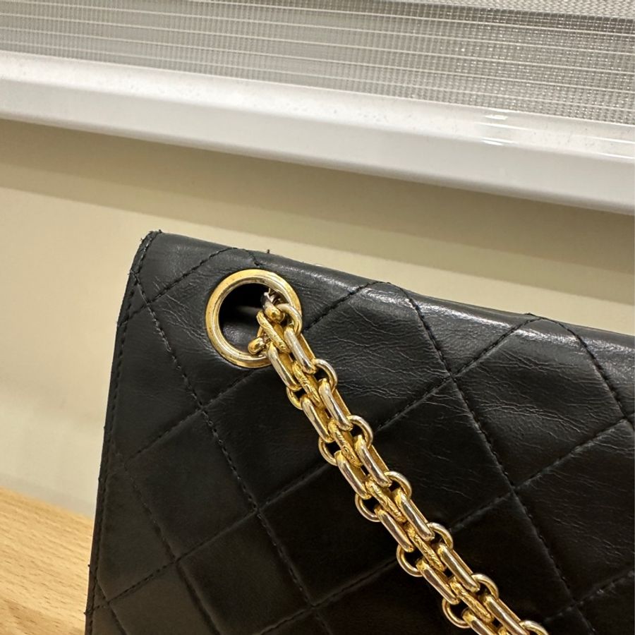 正品 CHANEL 黑 香奈兒 老香 側背包 斜背包｜有雷標 勞力士 金鍊-10