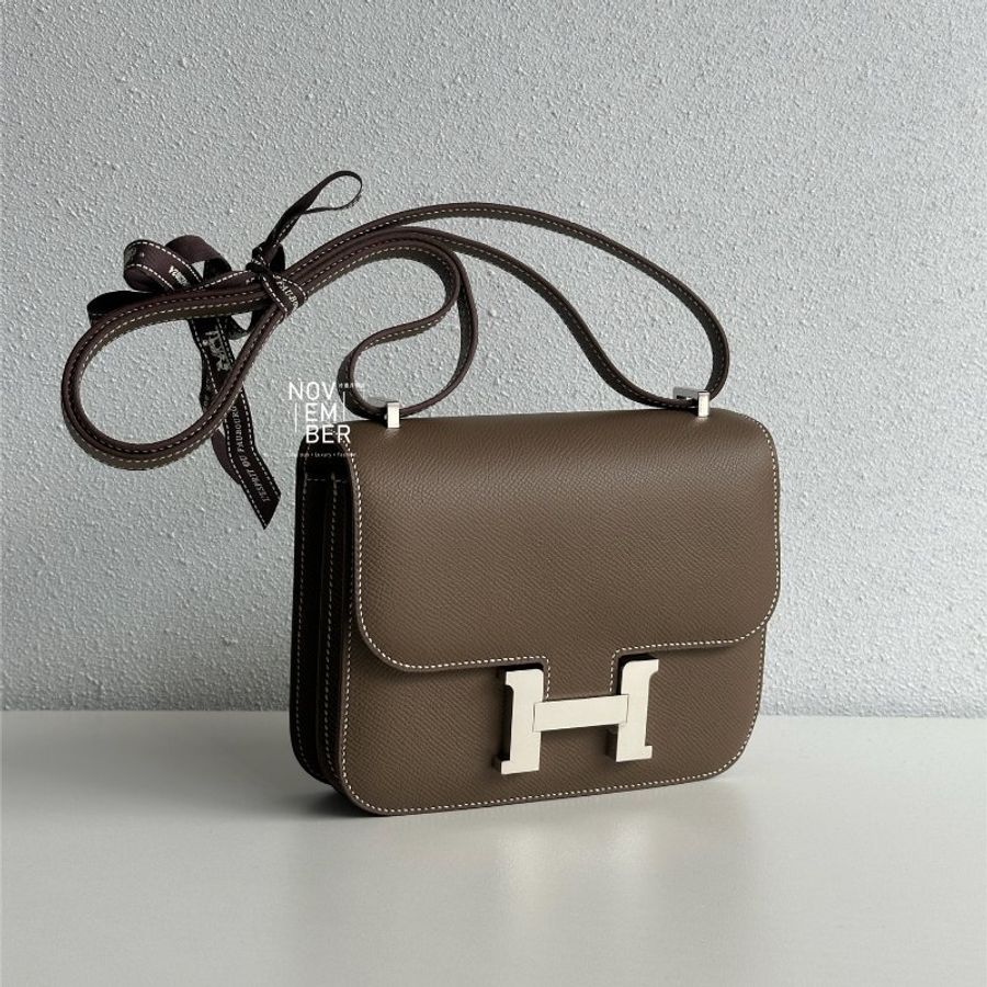 全新全配✨ Hermès 愛馬仕 Mini Constance 康康 大象灰銀釦 肩背包 斜背包-1