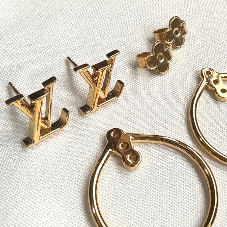 Louis Vuitton 路易威登 LV Eclipse耳環 M00763 淡金 極新二手 漢神巨蛋購入 附購證-0