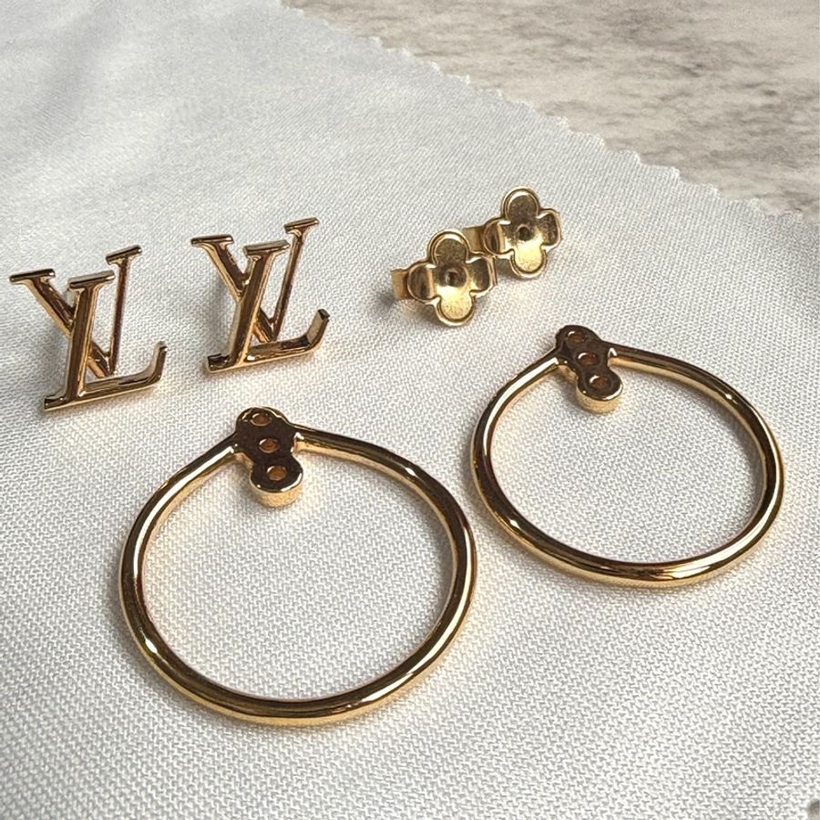 Louis Vuitton 路易威登 LV Eclipse耳環 M00763 淡金 極新二手 漢神巨蛋購入 附購證-8