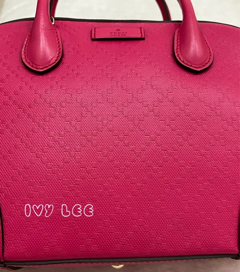 GUCCI 354224 桃粉紅 全皮 鑽石紋 手提包 時尚 斜背包 小珍包 正品 二手精品-23