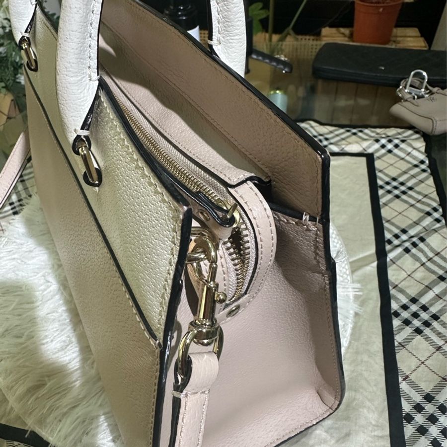 出清 Kate spade 拚色粉白斜背手提包-15