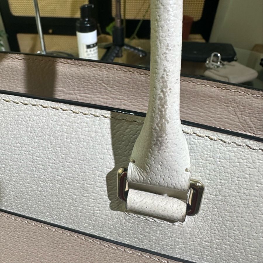 出清 Kate spade 拚色粉白斜背手提包-32