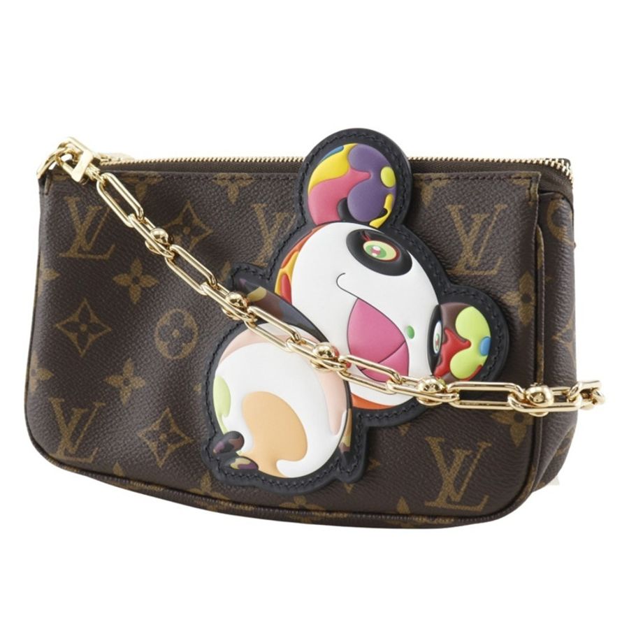Louis Vuitton LVxTM Pochette Accessories 單肩包/小袋,村上隆熊貓圖案,M13440,Monogram 帆布,棕色,配件,女士-1